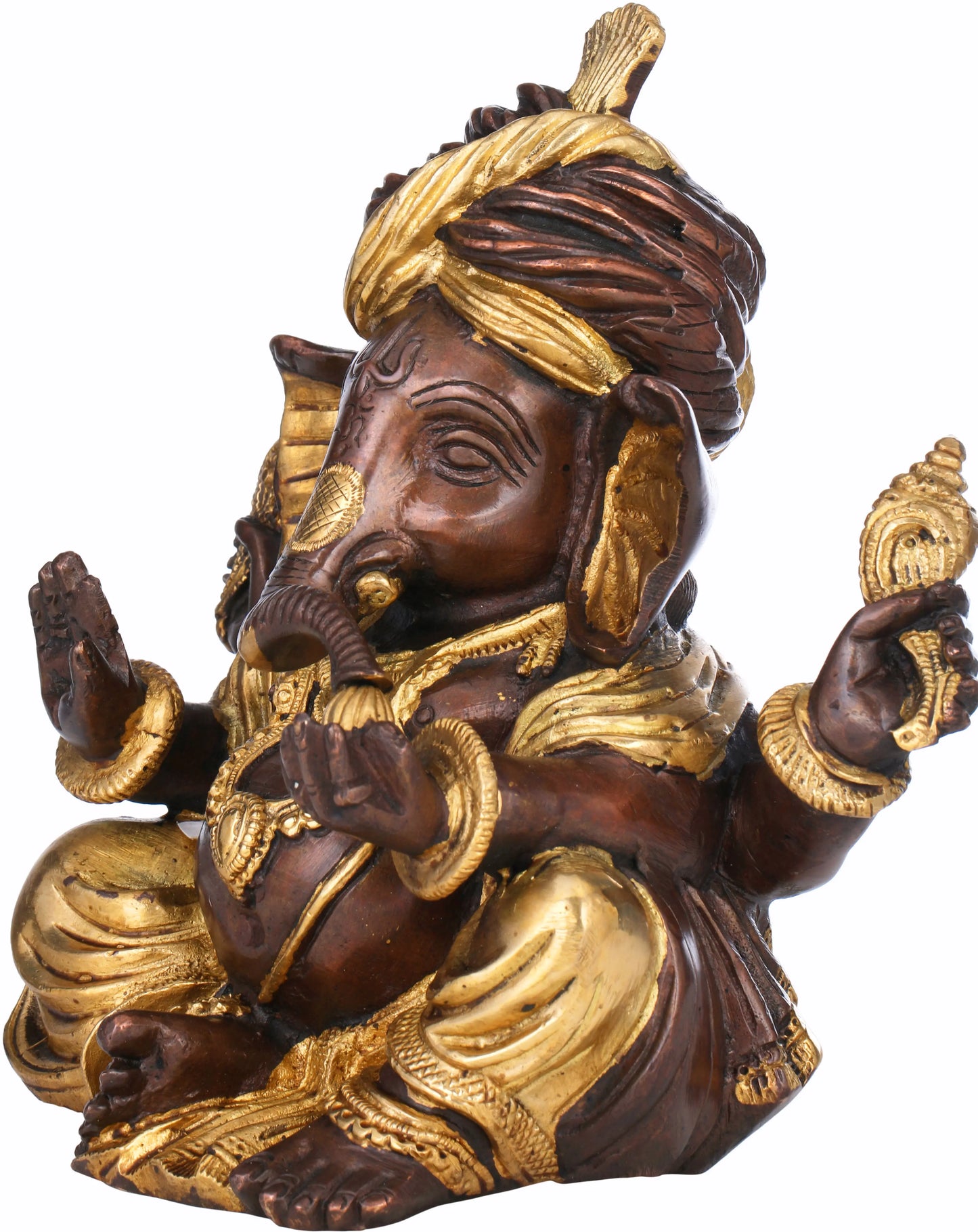 Brassaura™ Dual Tone Lord Ganesha Brass Statue | Height 7.5 Inches & Weight 2.70 kgs