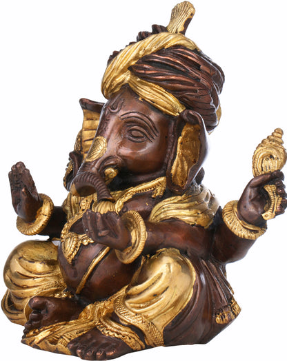 Brassaura™ Dual Tone Lord Ganesha Brass Statue | Height 7.5 Inches & Weight 2.70 kgs