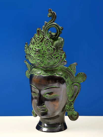 Brassaura® Tara Devi Head | Brass Statue | Height 12.2 Inches & Weight 3.70 kgs