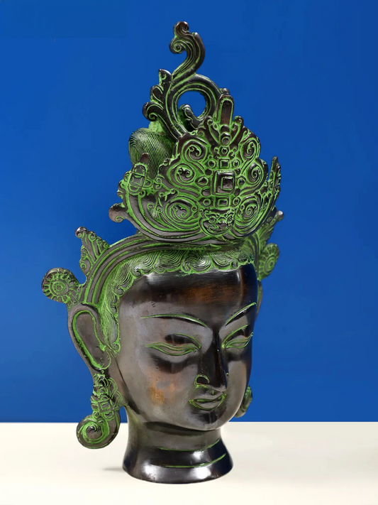 Brassaura® तारा देवी सिर | पीतल की प्रतिमा | ऊंचाई 12.2 इंच और वज़न 3.70 किलोग्राम