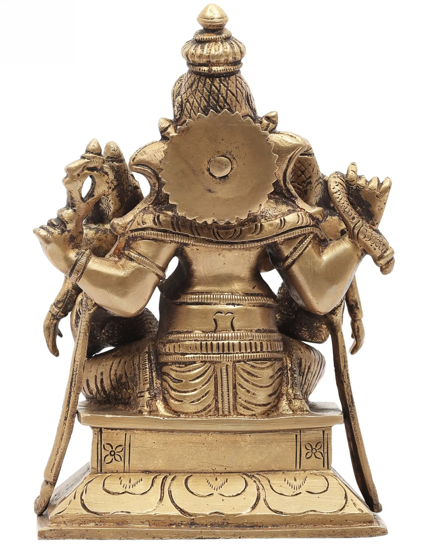 Brassaura® Ganesha with Riddhi & Siddhi Brass Idol | Height 7.09 Inches & Weight 2.70 kgs