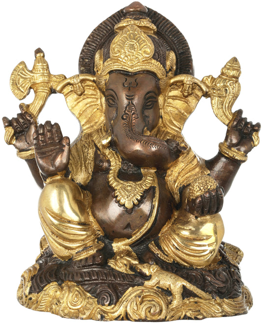 Brassaura™ Lord Ganesha Brass Statue | Height 5.9 Inches & Weight 2 kgs