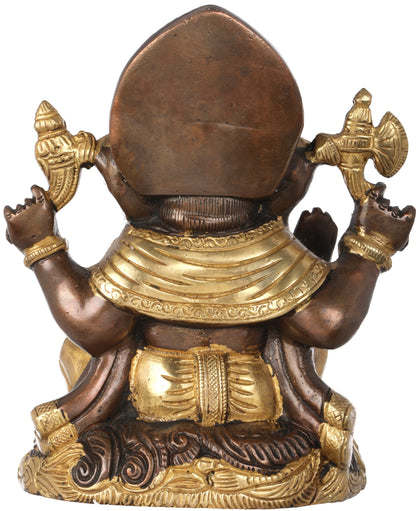 Brassaura™ Lord Ganesha Brass Statue | Height 5.9 Inches & Weight 2 kgs