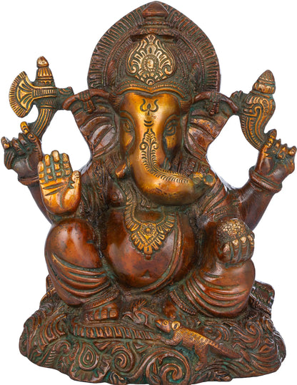 Brassaura™ Lord Ganesha Brass Statue | Height 5.9 Inches & Weight 2 kgs