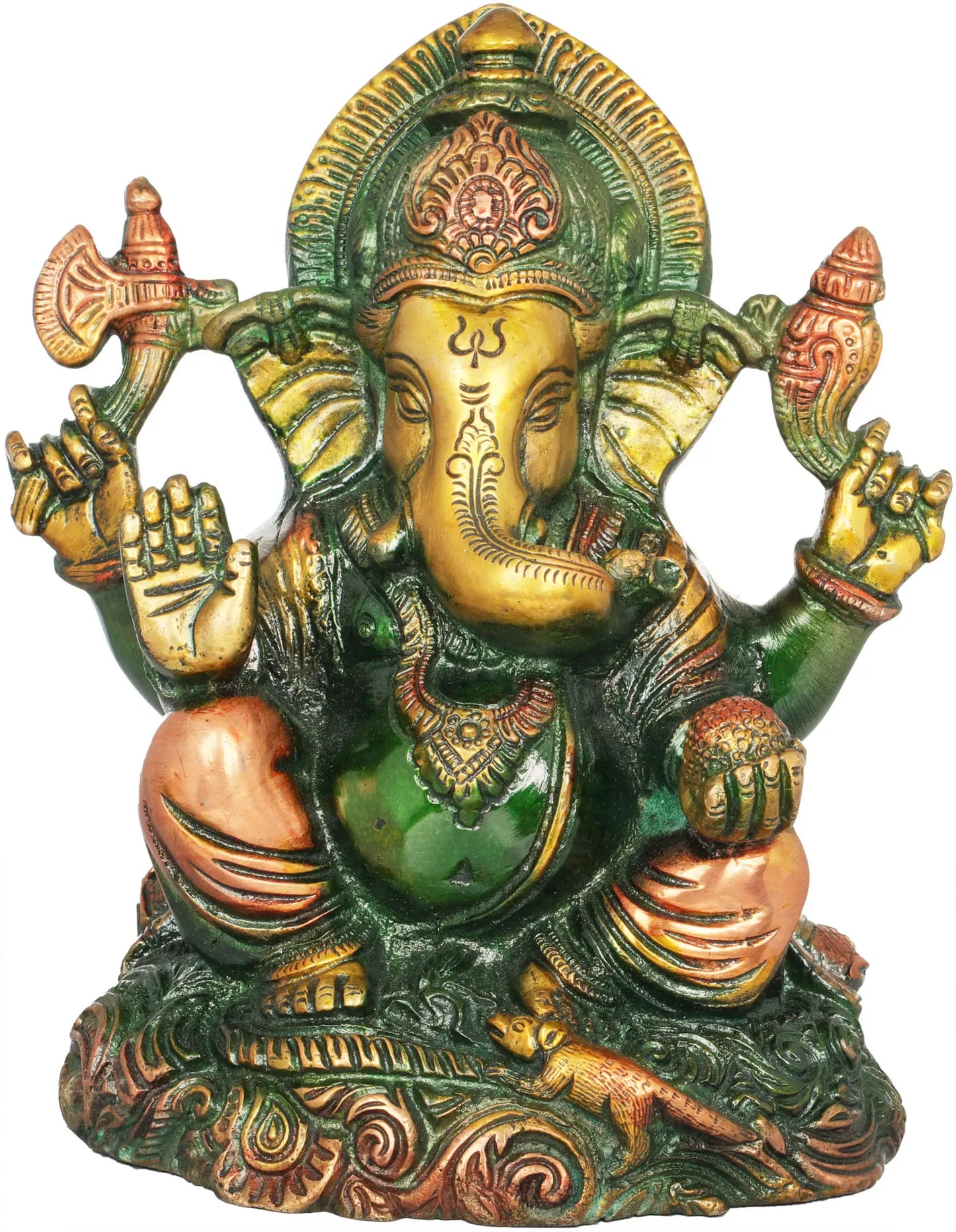 Brassaura™ Lord Ganesha Brass Statue | Height 5.9 Inches & Weight 2 kgs