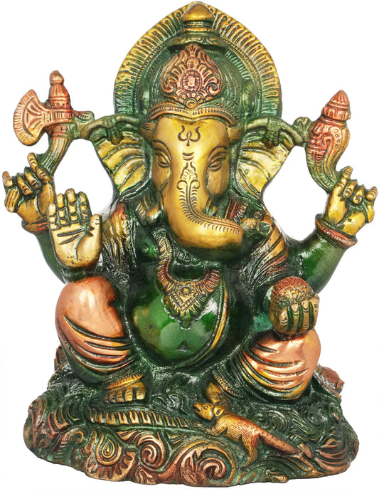 Brassaura™ Lord Ganesha Brass Statue | Height 5.9 Inches & Weight 2 kgs