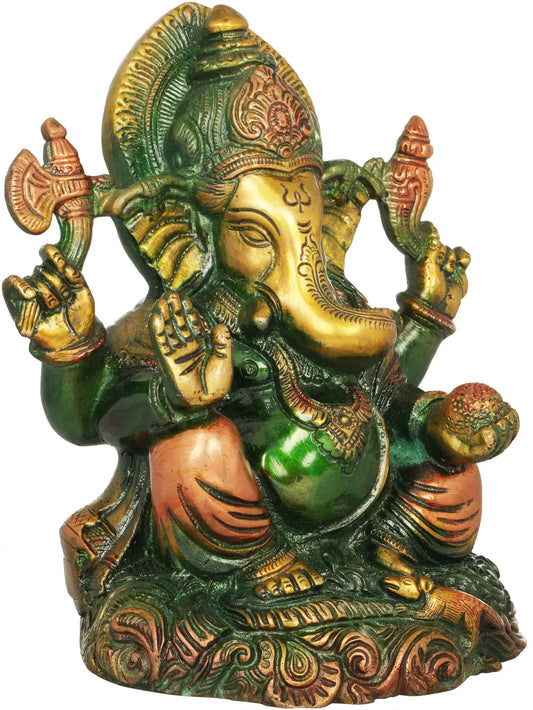 Brassaura™ Lord Ganesha Brass Statue | Height 5.9 Inches & Weight 2 kgs