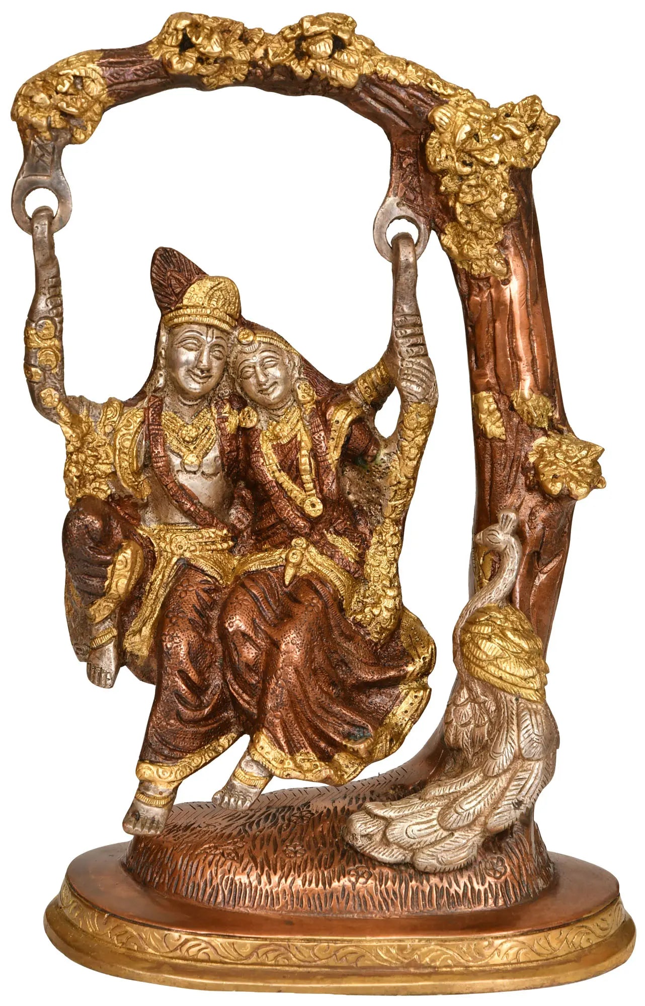 Brassaura® Brass Radha Krishna Jhula Statue | Height 10.63 Inches & Weight 3.10 kg