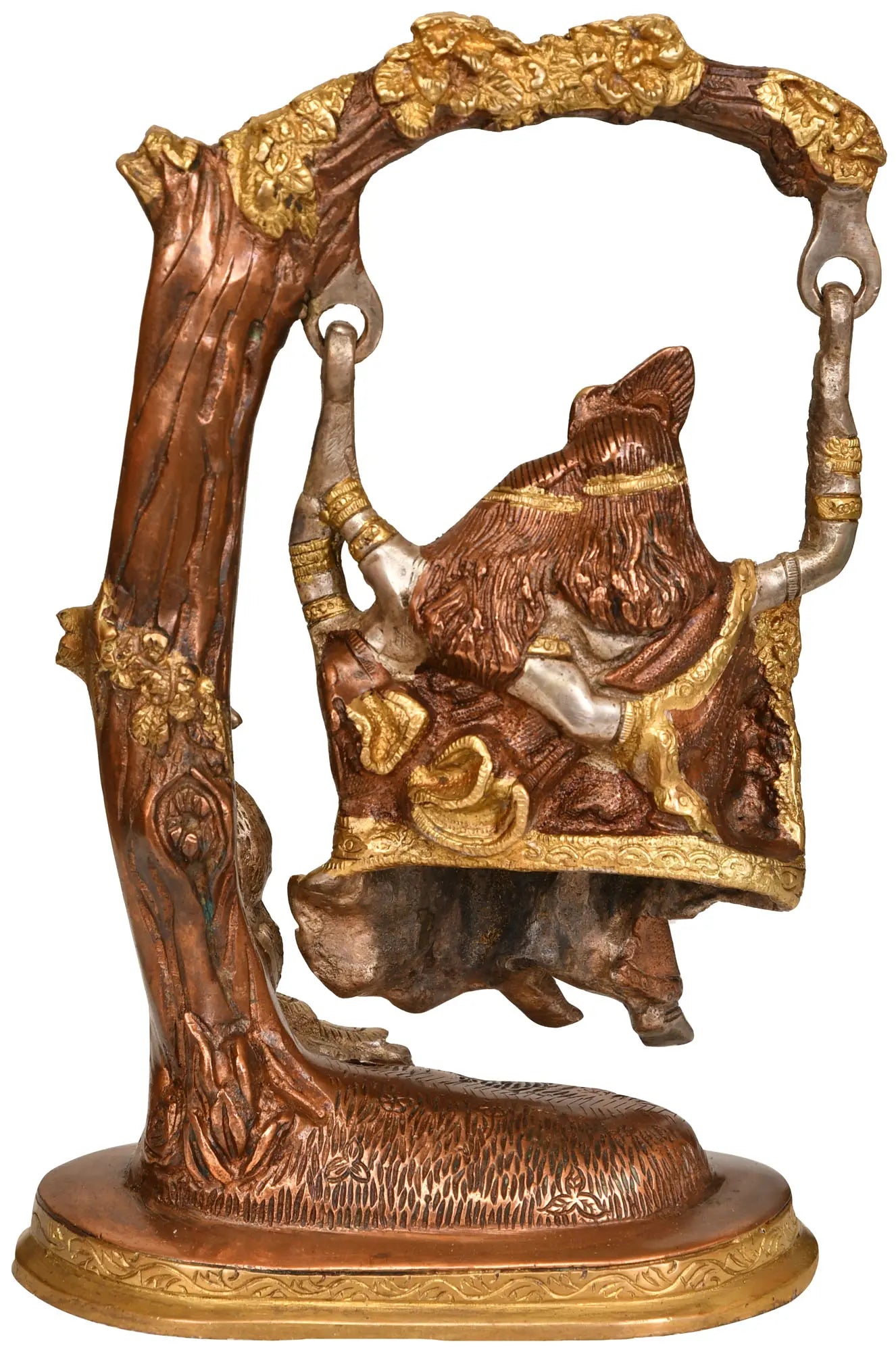 Brassaura® Brass Radha Krishna Jhula Statue | Height 10.63 Inches & Weight 3.10 kg