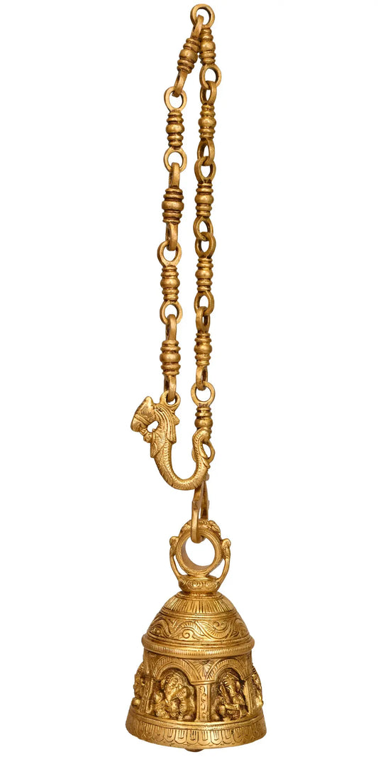 Brassaura™ Brass Temple Bell for Home Mandir & Pooja Decor | 6 Inches | 1.97 kgs