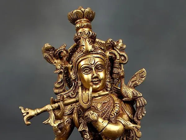 Brassaura® Brass Krishna Statue | Height 21 Inches & Weight 9 kg