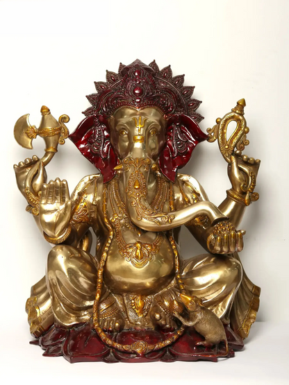 Brassaura™ Brass Ganesha Statue | Height 29 Inches & Weight 59 kgs