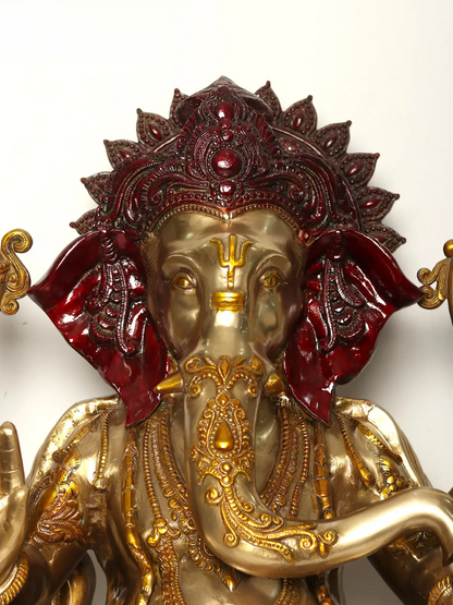 Brassaura™ Brass Ganesha Statue | Height 29 Inches & Weight 59 kgs