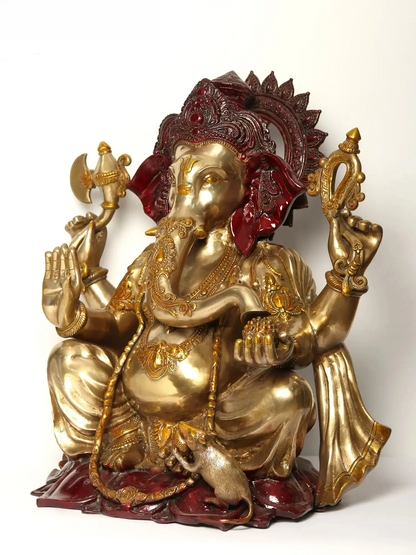 Brassaura™ Brass Ganesha Statue | Height 29 Inches & Weight 59 kgs