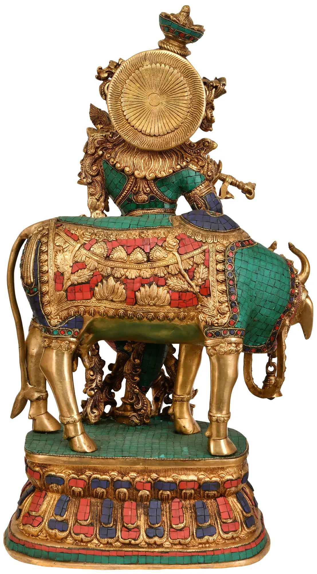 Brassaura® Brass Krishna with Nandi Statue | Height 27.95 Inches & Weight 34.80 kg