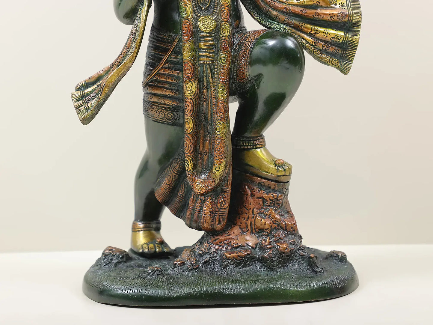 Brassaura® Sindoori Hanuman Carrying Sanjeevani Parvat | Brass Statue | Height 15.35 Inches & Weight 8.90 kgs
