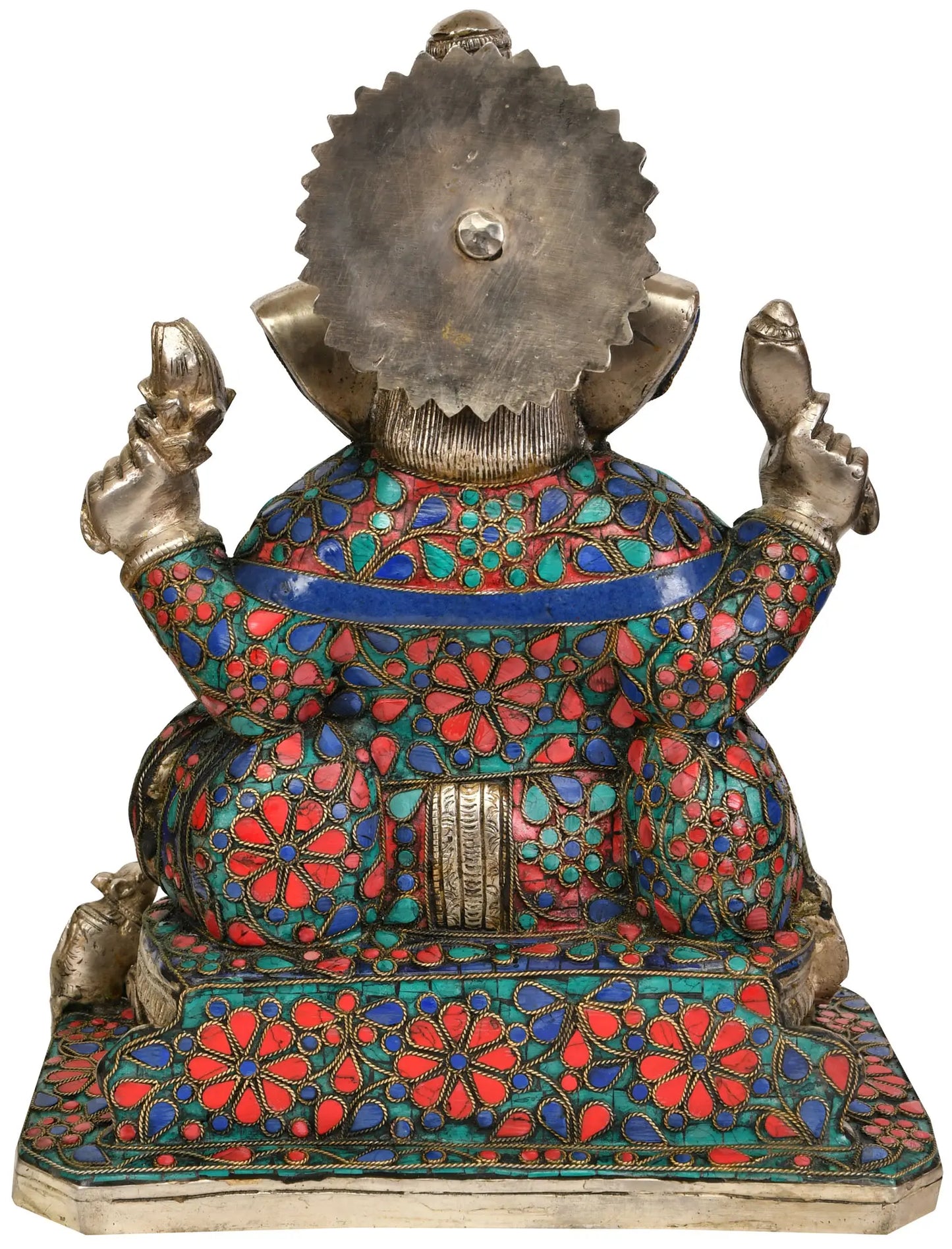 Brassaura™ Brass Ganesha Statue with Inlay Work | Height 12 Inches & Weight 9.10 kgs