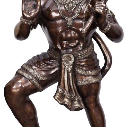 ब्रसाउरा® भव्य वीर हनुमान प्रतिमा | प्राकृतिक पीतल फ़िनिश | ऊँचाई 65.94 इंच और वज़न 138.40 किग्रा