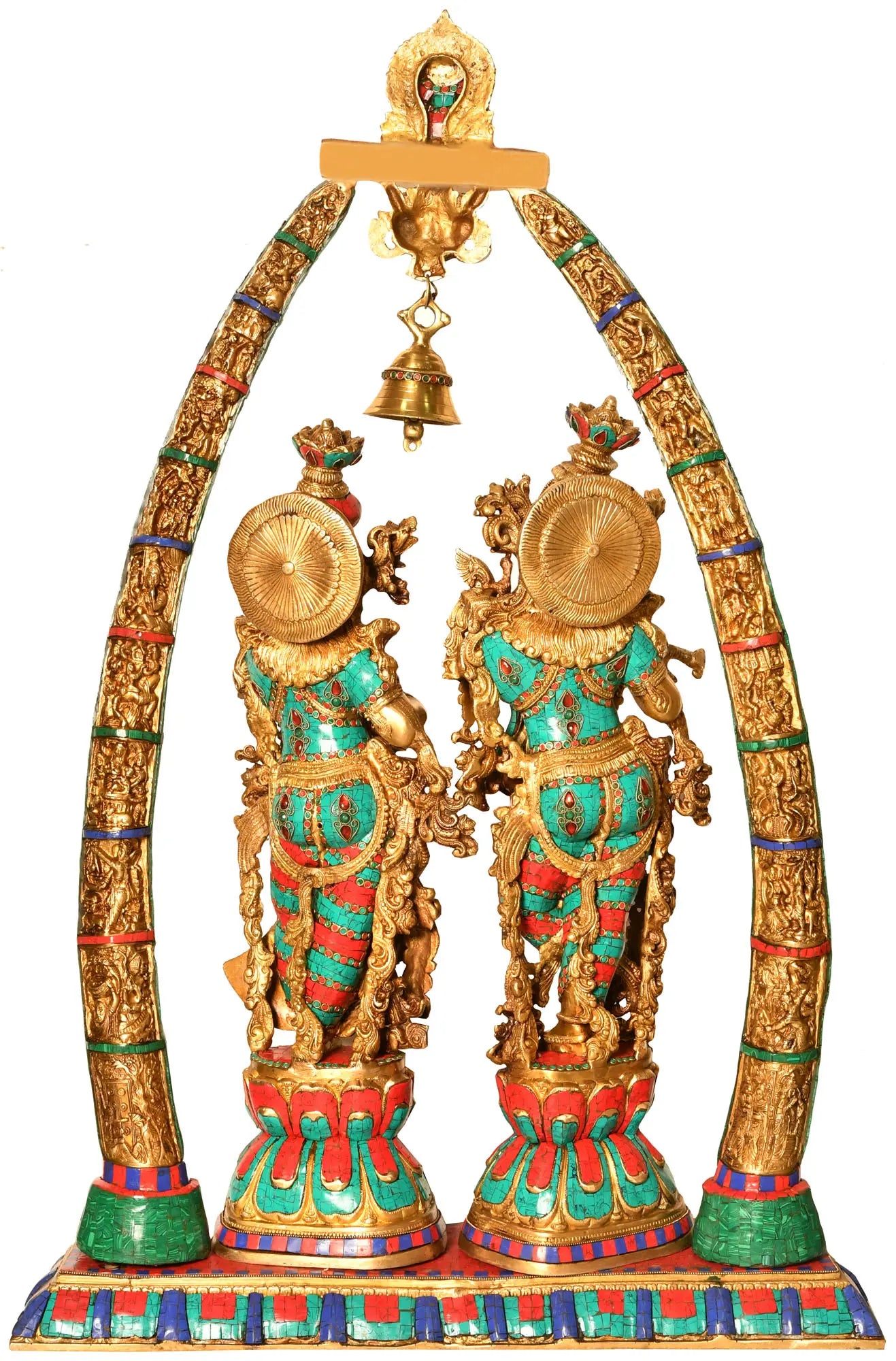 Brassaura® Brass Radha Krishna Statue with Arch | Height 28.94 Inches & Weight 64 kg