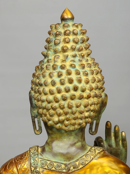 Brassaura® Grand Blessing Buddha Statue | Natural Brass  Height 60 Inches & Weight 183 kgs