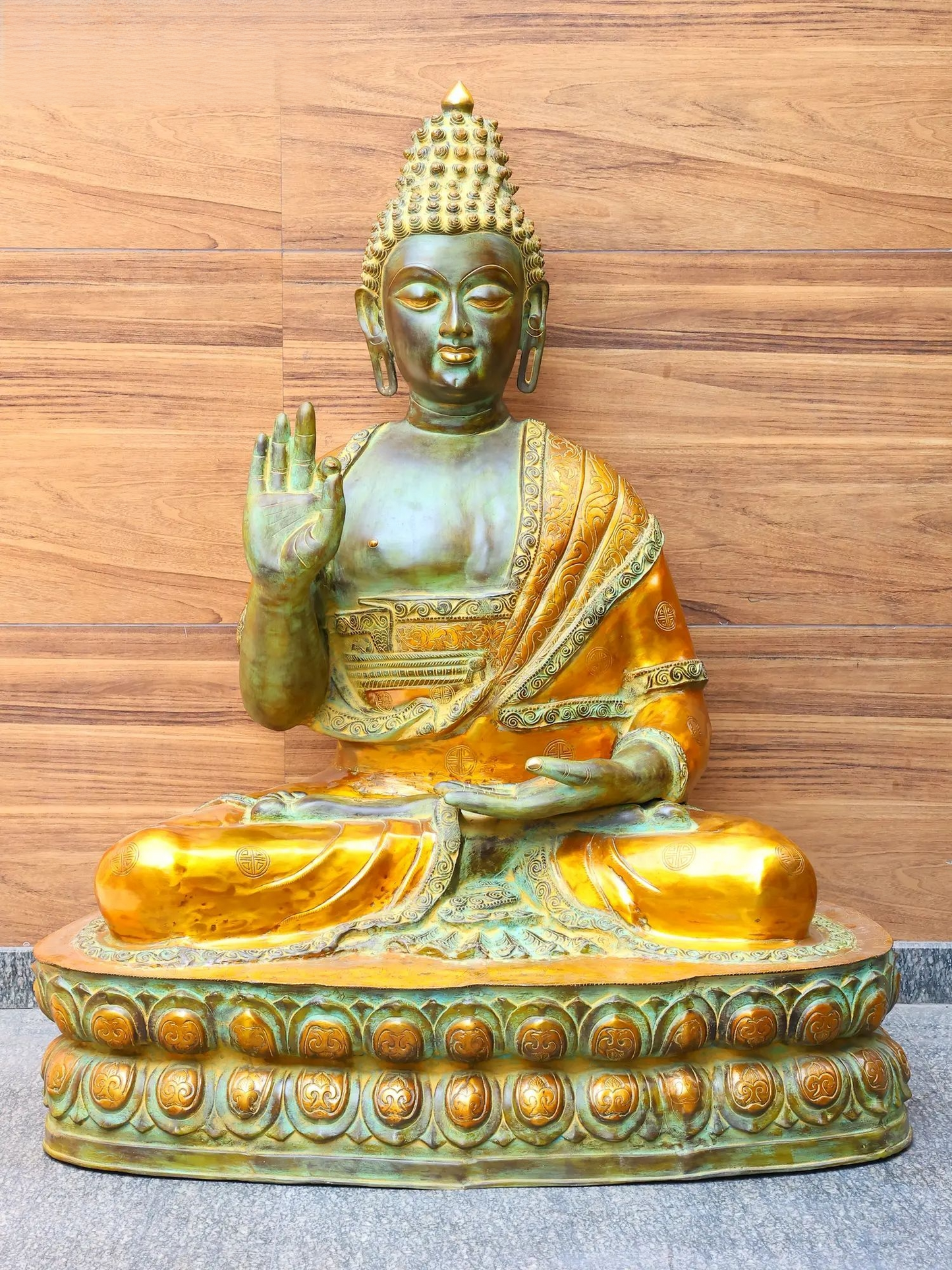 Brassaura® Grand Blessing Buddha Statue | Natural Brass  Height 60 Inches & Weight 183 kgs