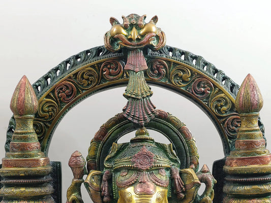 Brassaura® Sitting Lord Ganesha with Arch | Brass Statue | Height 33 Inches & Weight 66 kgs