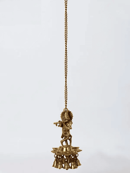 Brassaura™ Krishna Design Brass Hanging Diya | Pure Brass | Height 21.5 cm & Weight 1.2 Kgs