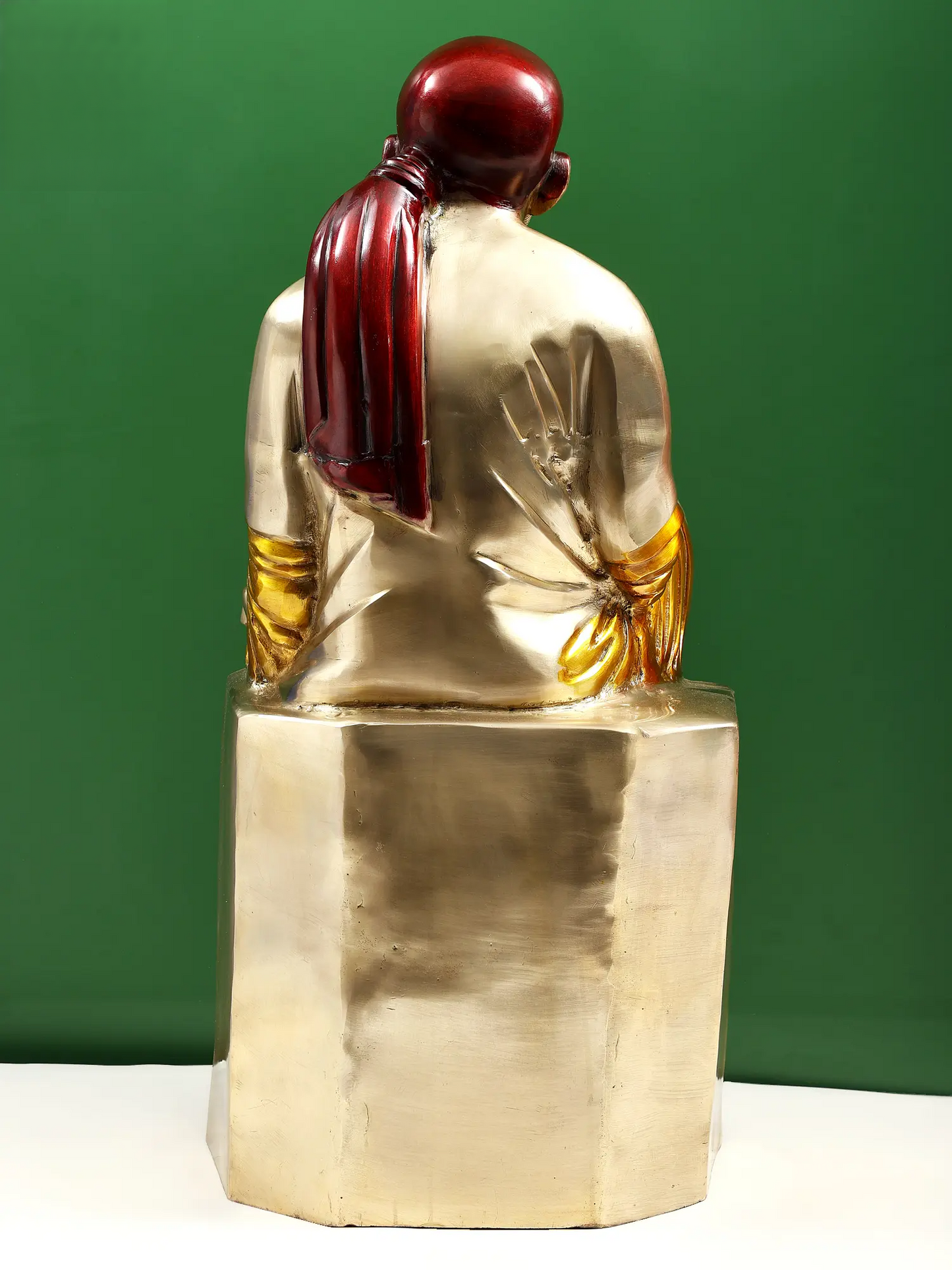 Brassaura® Sai Baba Seated on Pedestal | Pure Brass | Height 29 Inches & Weight 30.60 kgs