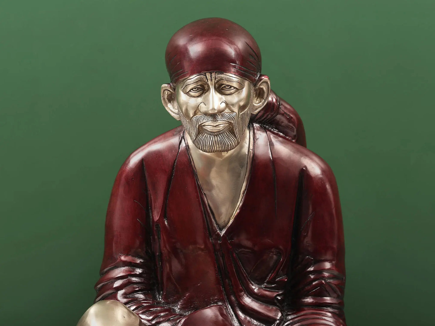 Brassaura® Sai Baba Seated on Pedestal | Pure Brass | Height 29 Inches & Weight 30.60 kgs