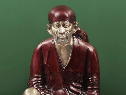 Brassaura® Sai Baba Seated on Pedestal | Pure Brass | Height 29 Inches & Weight 30.60 kgs