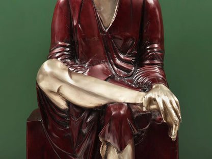 Brassaura® Sai Baba Seated on Pedestal | Pure Brass | Height 29 Inches & Weight 30.60 kgs