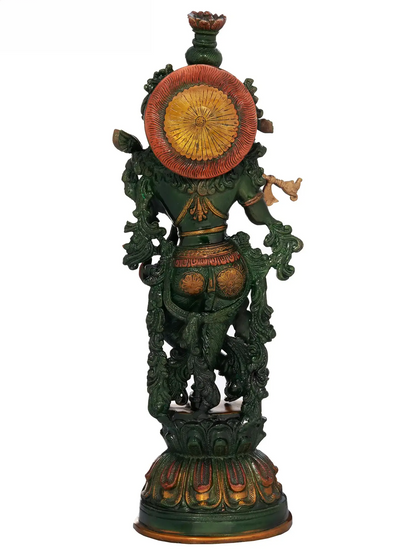Brassaura® Brass Krishna Statue with Inlay Work | Height 20.47 Inches & Weight 8.36 kg