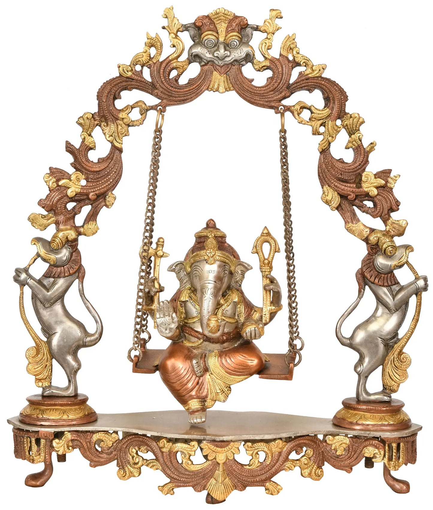 Brassaura™ Brass Ganesh Jhula Idol for Home Temple & Festive Decor | 18 Inches | 7.15 kgs