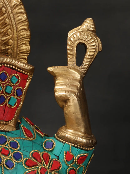 Brassaura™ Brass Ganesha Idol with Inlay Work for Home Temple & Festive Decor | 12 Inches | 6.54 kgs