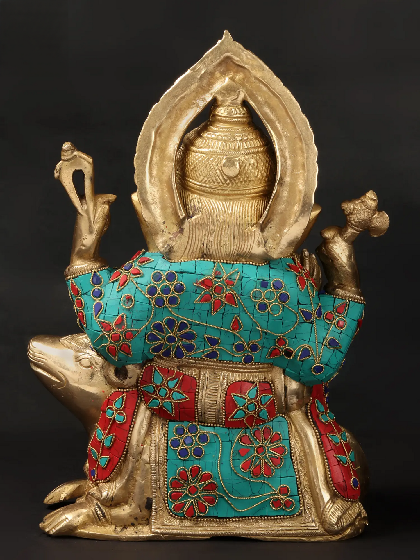 Brassaura™ Brass Ganesha Idol with Inlay Work for Home Temple & Festive Decor | 12 Inches | 6.54 kgs