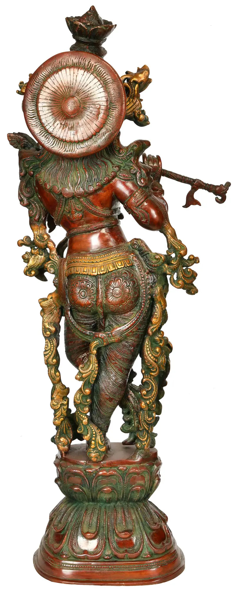 Brassaura® Brass Krishna Statue with Inlay Work | Height 29.92 Inches & Weight 15.90 kg