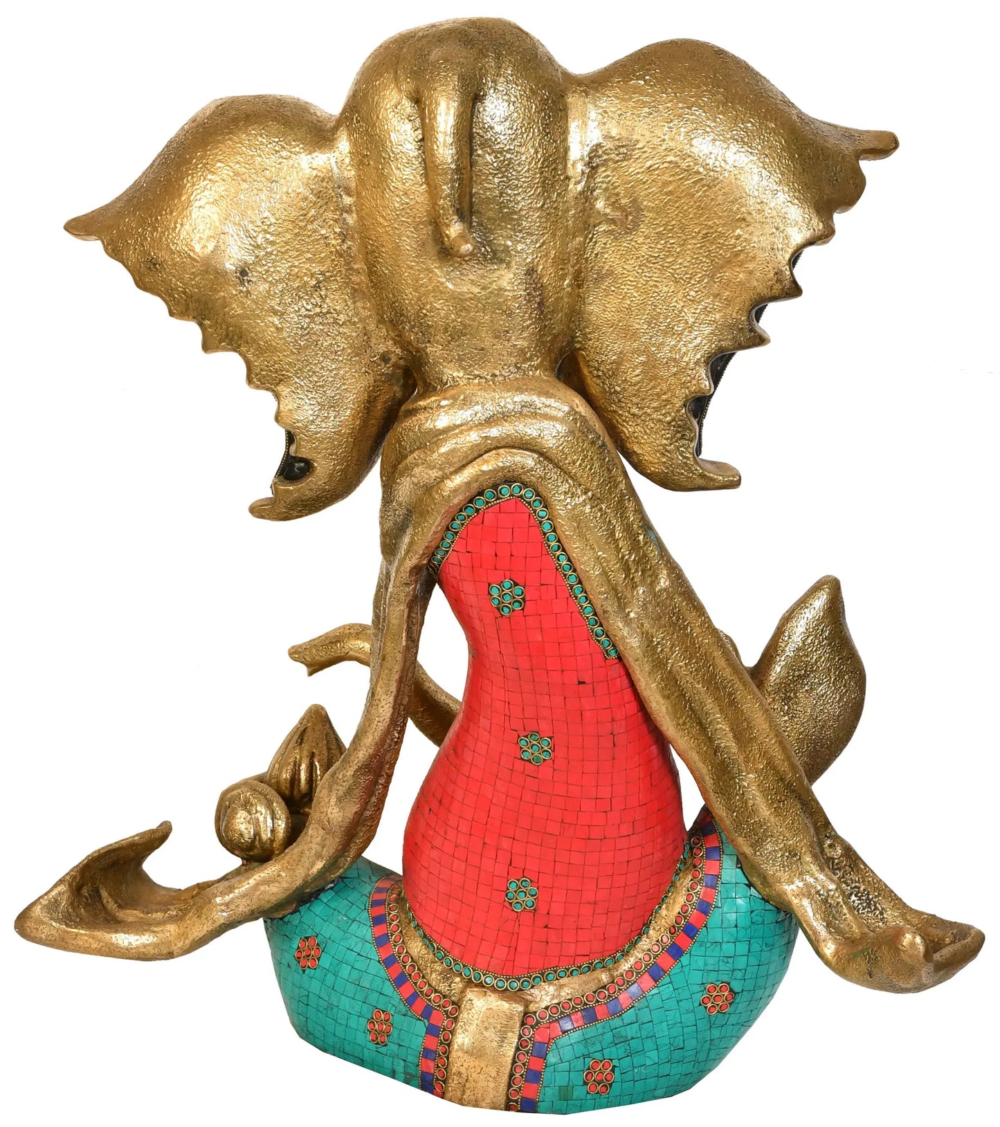 Brassaura™ Brass Ganesha Statue with Inlay Work | Height 28 Inches & Weight 38.34 kgs