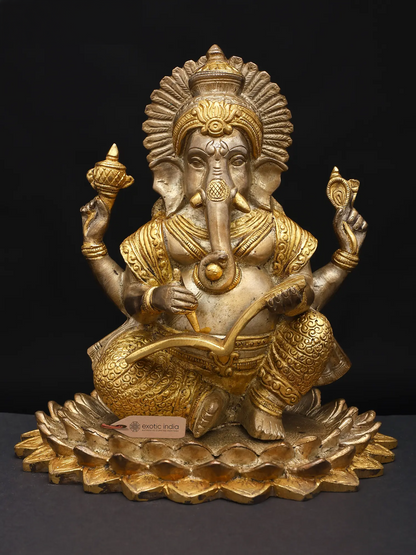 ब्रासोरा™ शुद्ध पीतल गणेश मूर्ति पूजा कक्ष और गृह सज्जा के लिए | 8 इंच | 3.76 किलोग्राम