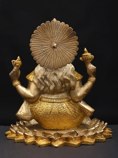 ब्रासोरा™ शुद्ध पीतल गणेश मूर्ति पूजा कक्ष और गृह सज्जा के लिए | 8 इंच | 3.76 किलोग्राम