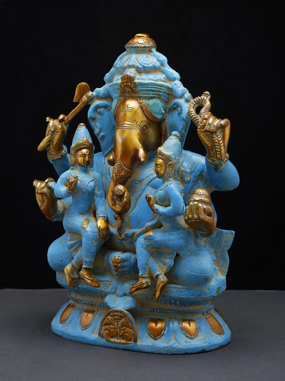 Brassaura™ Brass Ganesha Statue | Height 13 Inches & Weight 9.20 kgs