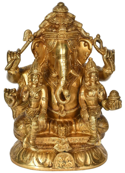 Brassaura™ Brass Ganesha Statue | Height 13 Inches & Weight 9.20 kgs