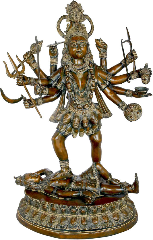 Brassaura® Mahakali Standing on Shiva | Pure Brass | Height 43 Inches & Weight 63 kgs