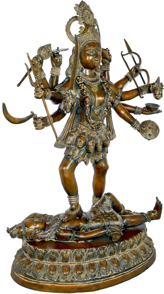 Brassaura® Mahakali Standing on Shiva | Pure Brass | Height 43 Inches & Weight 63 kgs
