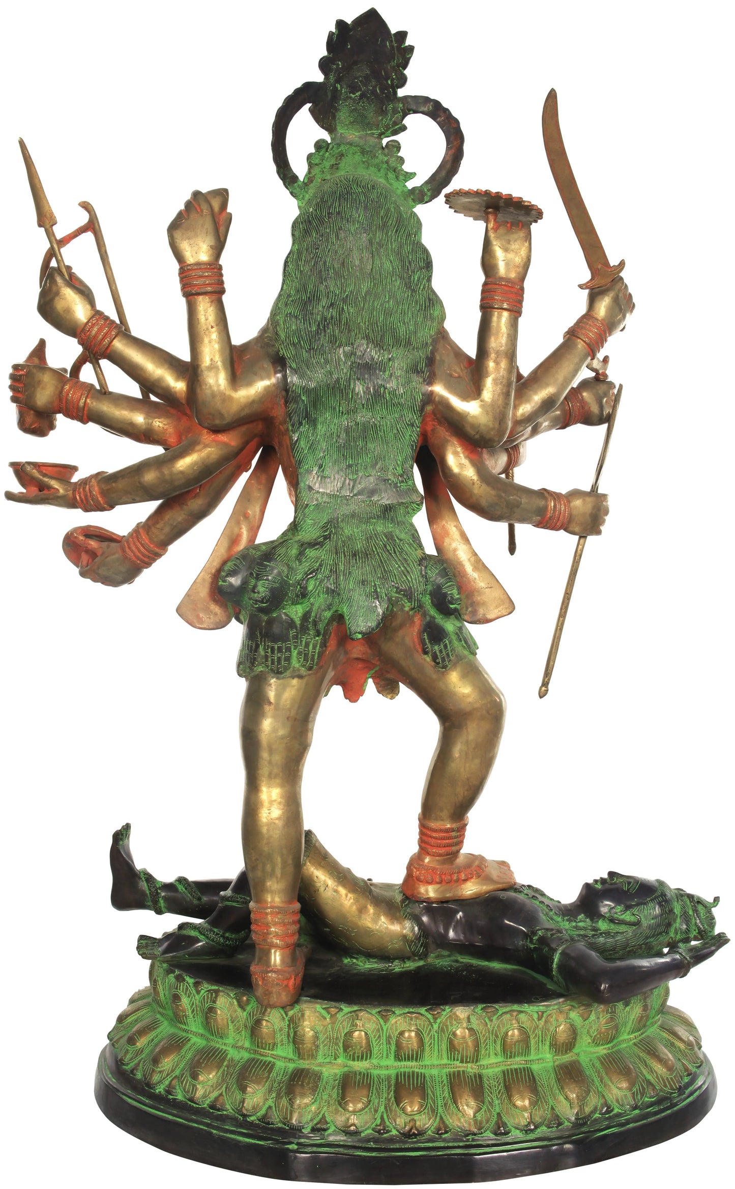 ब्रेसौरा® महाकाली खड़ी शिव पर | शुद्ध पीतल | ऊंचाई 43 इंच और वजन 63 किलोग्राम