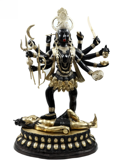 ब्रसौर® महाकाली शिव पर खड़ी | शुद्ध पीतल | ऊँचाई 43 इंच और वज़न 63 किलोग्राम