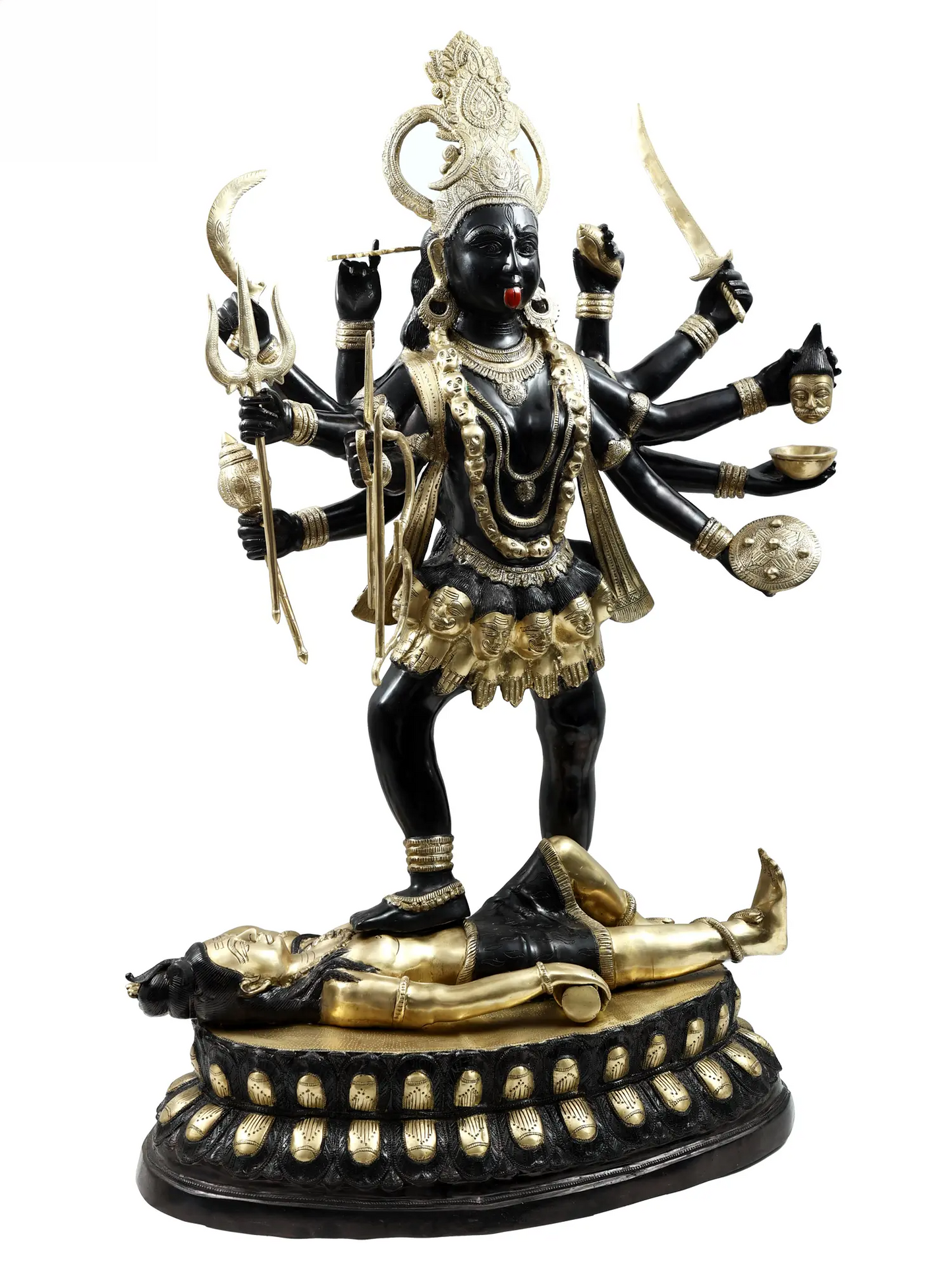 ब्रसौर® महाकाली शिव पर खड़ी | शुद्ध पीतल | ऊँचाई 43 इंच और वज़न 63 किलोग्राम