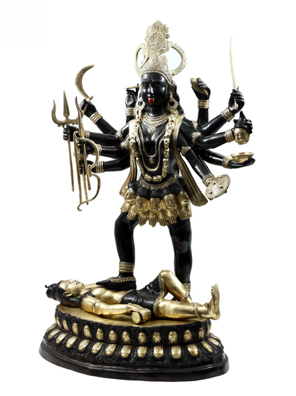 ब्रसौर® महाकाली शिव पर खड़ी | शुद्ध पीतल | ऊँचाई 43 इंच और वज़न 63 किलोग्राम