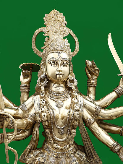 Brassaura® Mahakali Standing on Shiva | Pure Brass | Height 43 Inches & Weight 63 kgs