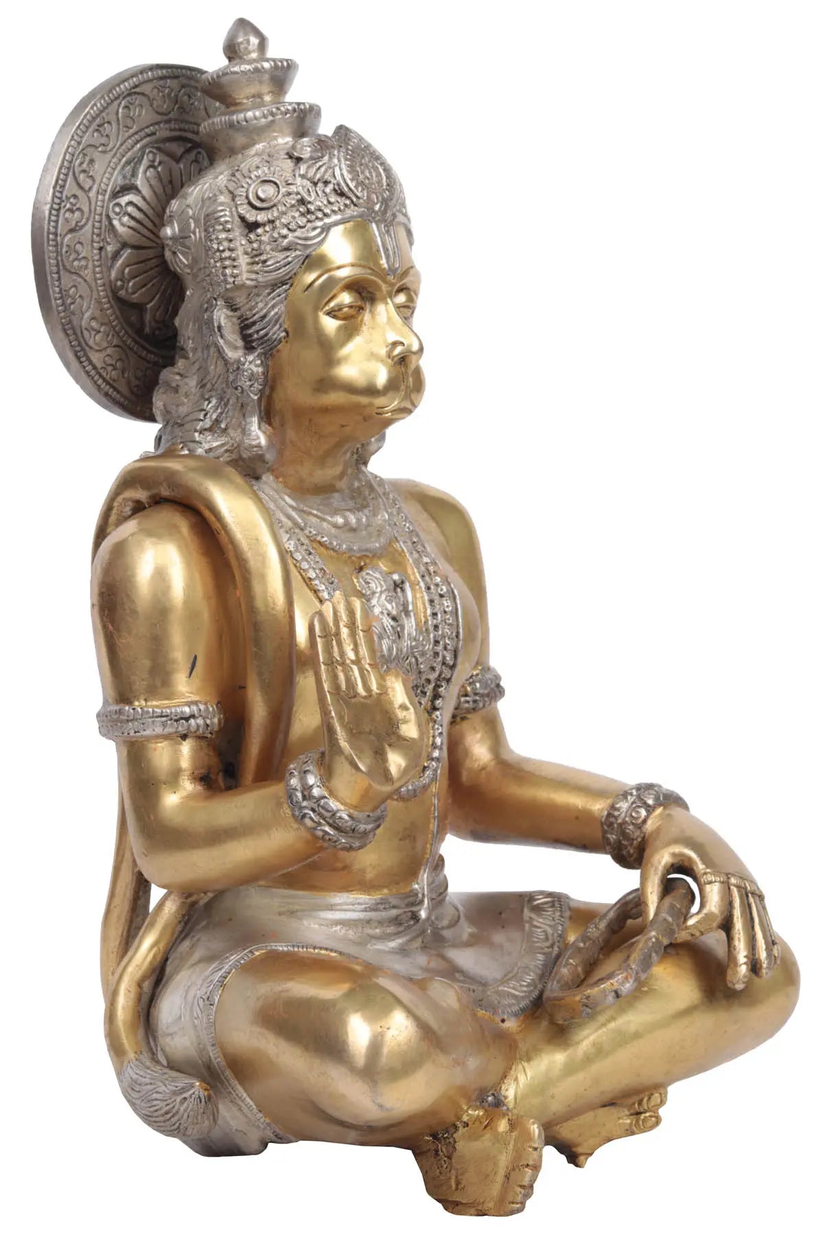 Brassaura® Blessing Hanuman Seated Idol | Brass Statue | Height 11 Inches & Weight 4.40 kgs