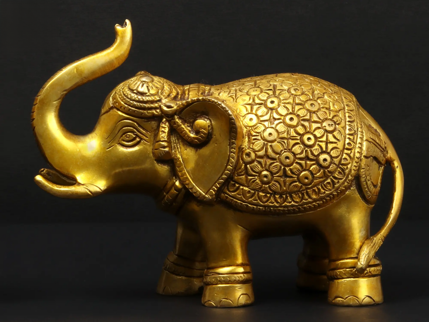 ब्रासोरा® सजावटी पीतल के हाथियों का जोड़ा | शुद्ध पीतल | ऊंचाई 4.5 इंच और वज़न 2.57 किग्रा
